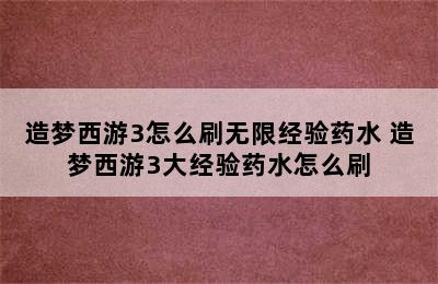 造梦西游3怎么刷无限经验药水 造梦西游3大经验药水怎么刷